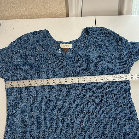 Sonoma, Blue, Woven, Long Sleeve Top, Size Large - Picture 7 of 8